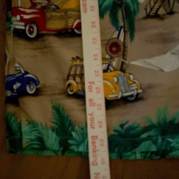 Hawaiian Reserve Collection Aloha Shirt Mens L woody cars surfboards Palms Beach - Picture 8 of 10